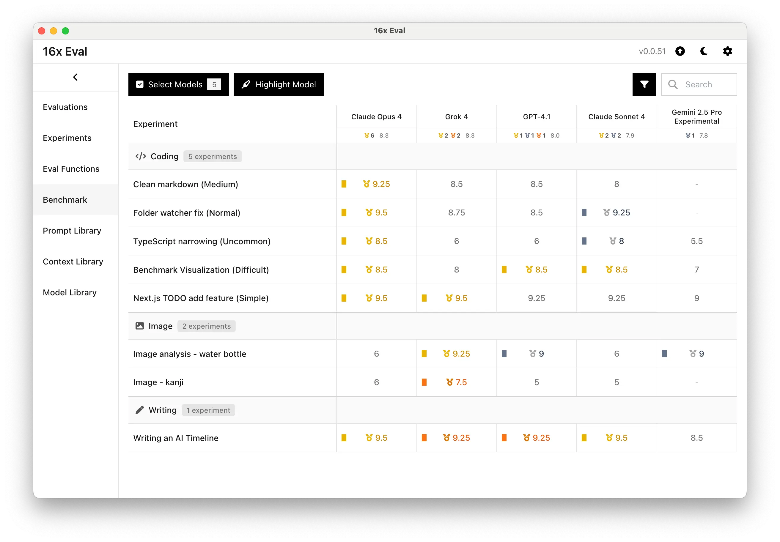 16x Eval table view screenshot