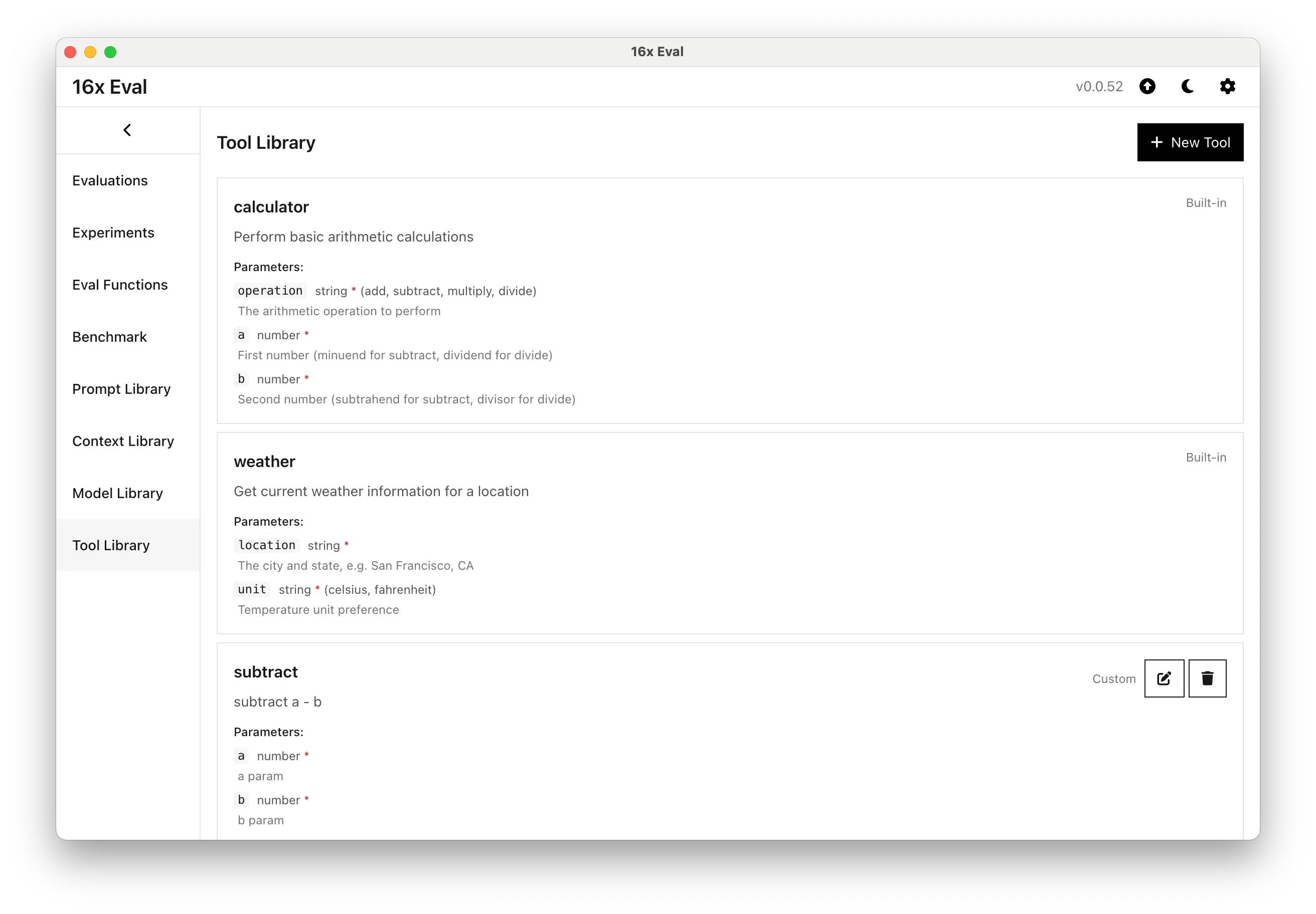 Release 0.0.52 - Tool Library page