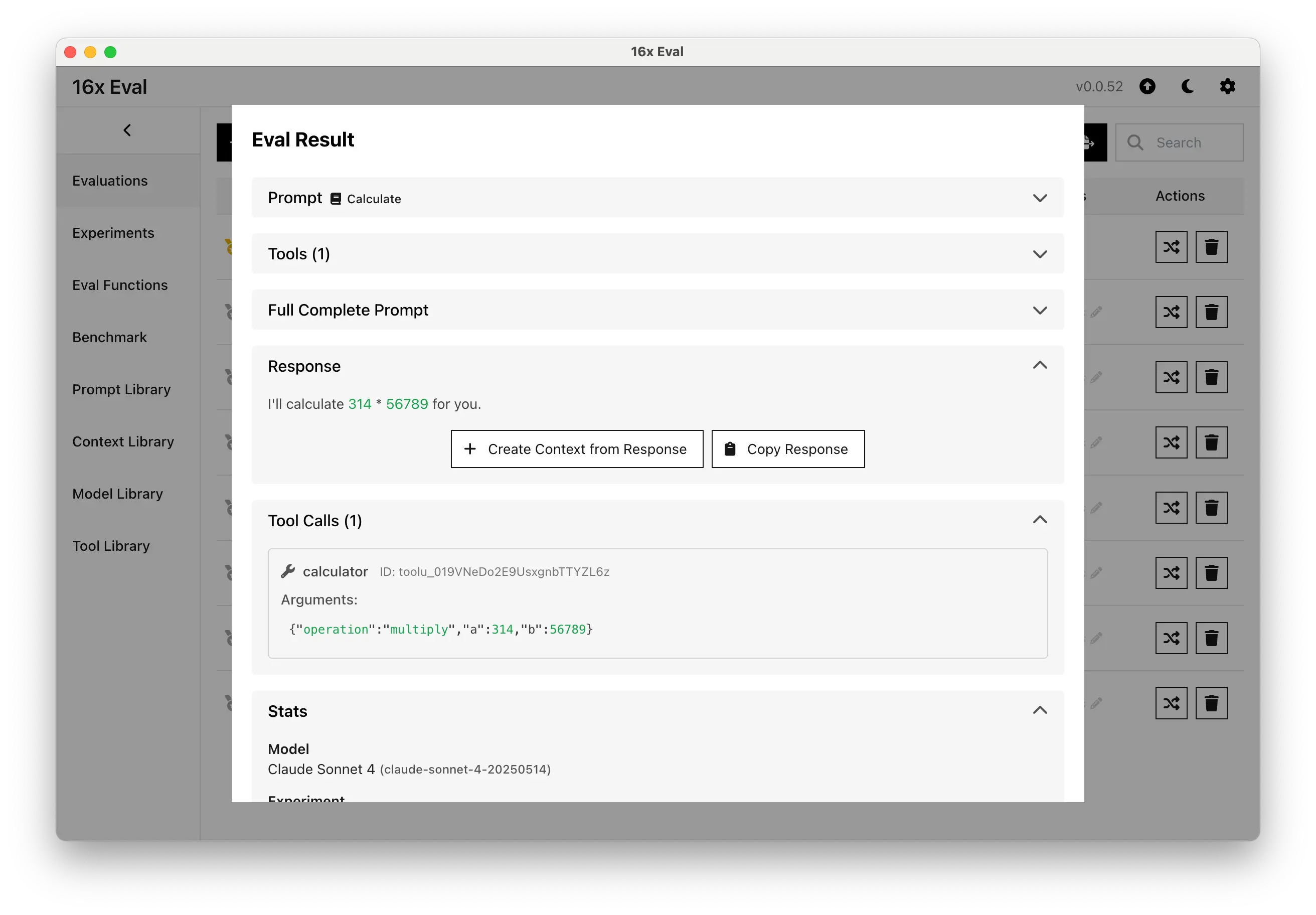 Release 0.0.52 - Tool call support in evaluations