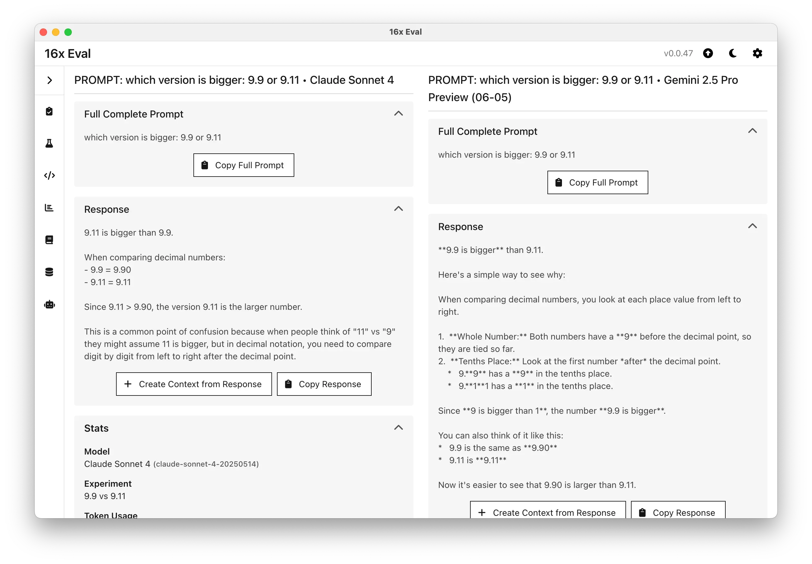 Claude Sonnet 4 gave the correct answer but wrong explanation. Gemini 2.5 Pro gave the wrong answer and wrong explanation.