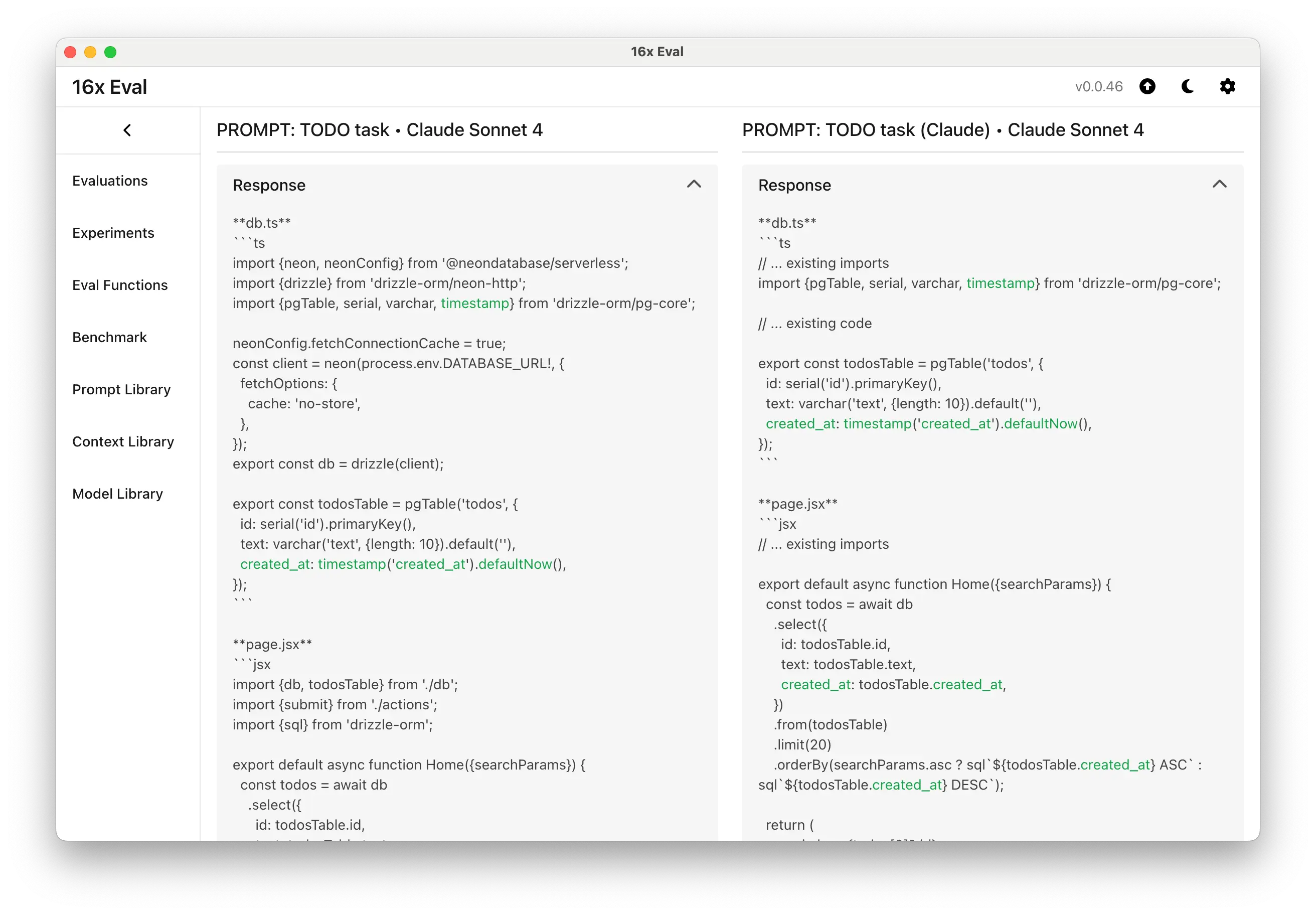 With the "TODO task (Claude)" prompt, Claude Sonnet 4 output only the changes, instead of the full code